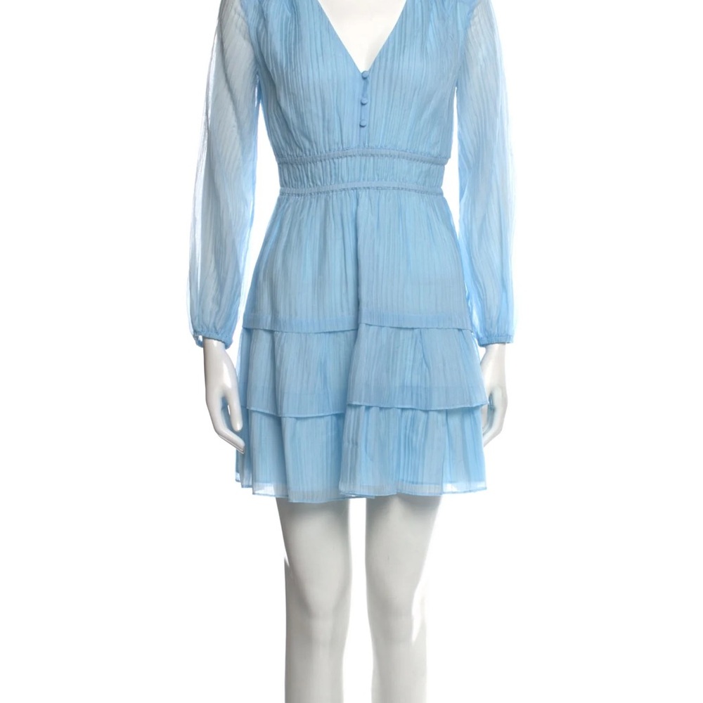 Maje Blue Tiered Ruffled Mini Dress